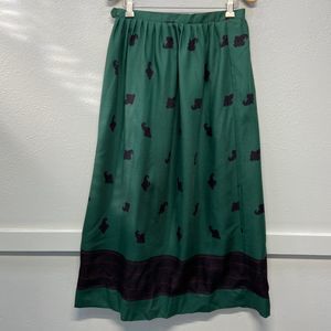 VTG Cricketeer Woman 100% Wool Green Pleated Maxi Skirt Sz 10 Fall Cornucopia